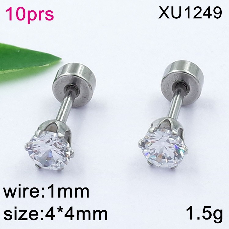 Stainless Steel Jewelry Round Zircon Earrings