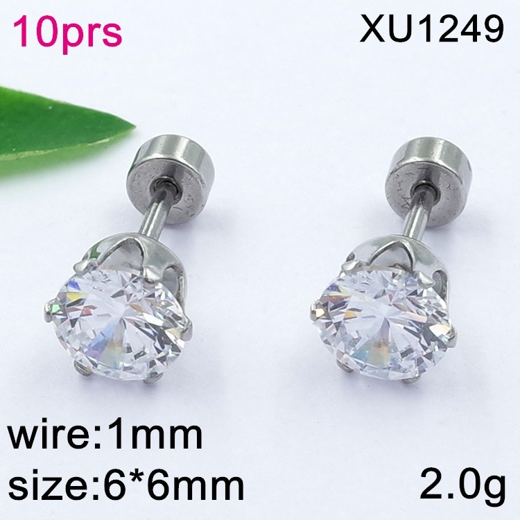 Stainless Steel Jewelry Round Zircon Earrings