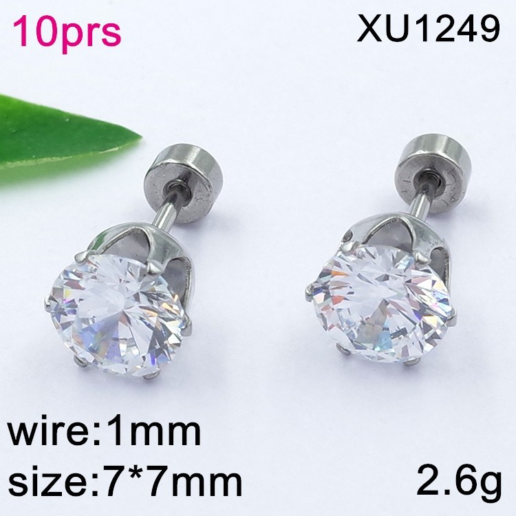 Stainless Steel Jewelry Round Zircon Earrings
