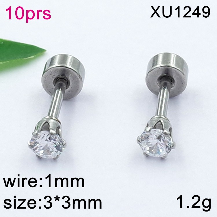 Stainless Steel Jewelry Round Zircon Earrings