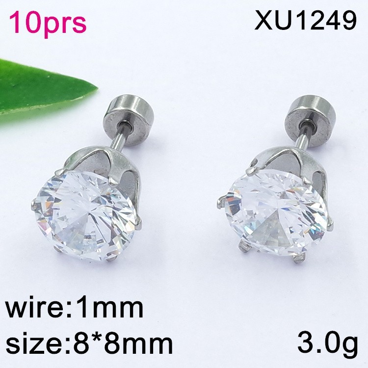 Stainless Steel Jewelry Round Zircon Earrings