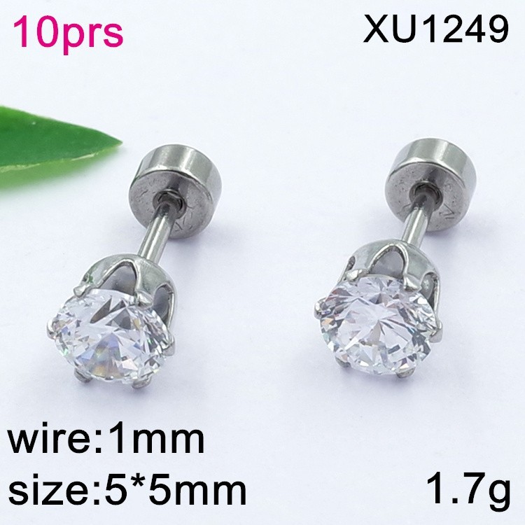 Stainless Steel Jewelry Round Zircon Earrings
