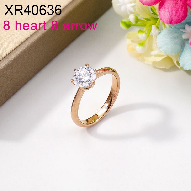 Stainless Steel Jewelry 8 Heart 8 Arrow Zircon Ring
