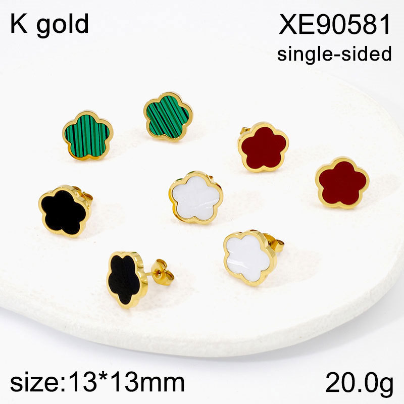 Stainless Steel Jewelry New Trendy Flower Golden Earrings