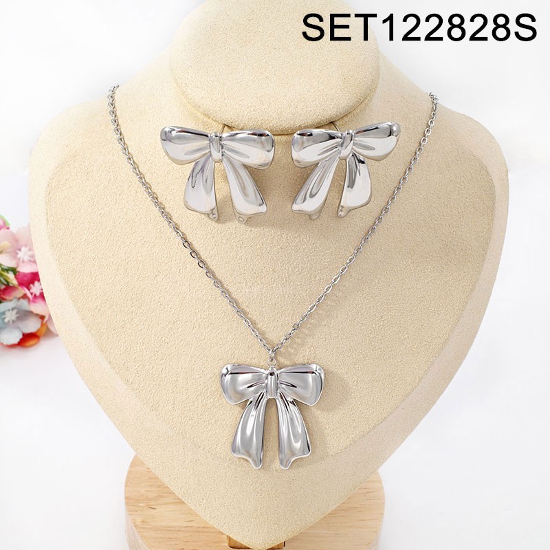 Stainless Steel Jewelry New Trendy Bowknot Golden SET