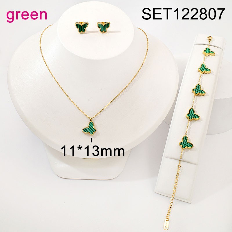Stainless Steel Jewelry New Trendy Animal Butterfly Golden 3pcs SET