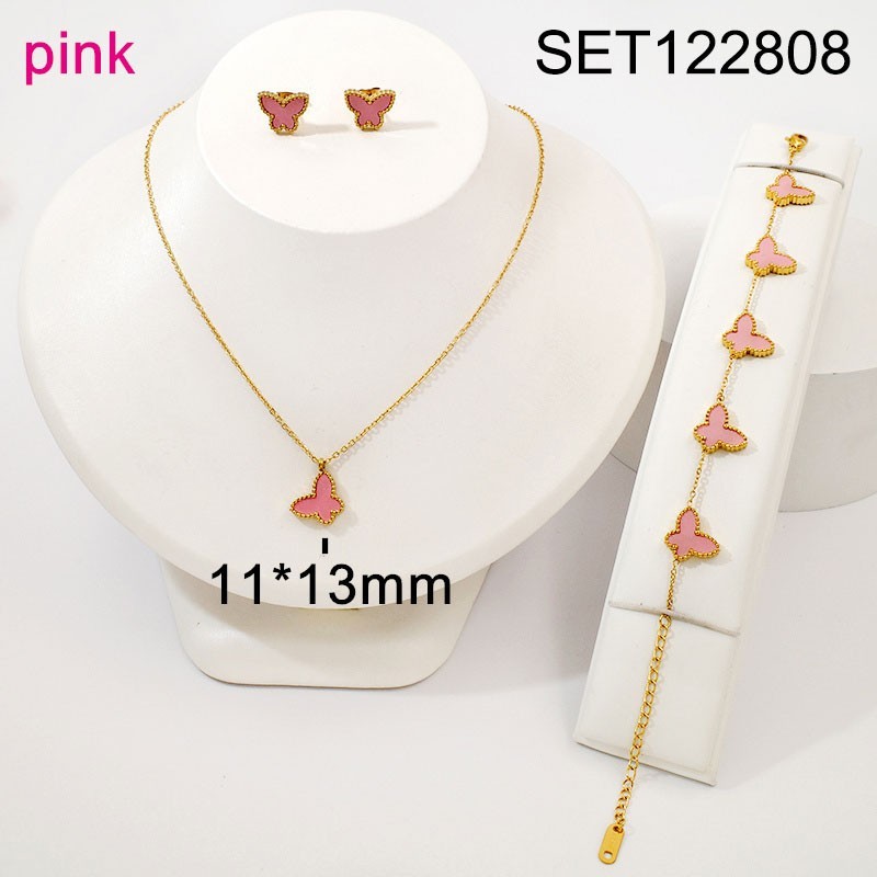 Stainless Steel Jewelry New Trendy Animal Butterfly Golden 3pcs SET
