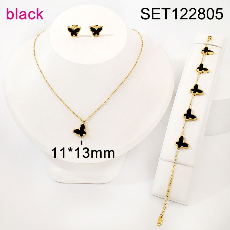Stainless Steel Jewelry New Trendy Animal Butterfly Golden 3pcs SET