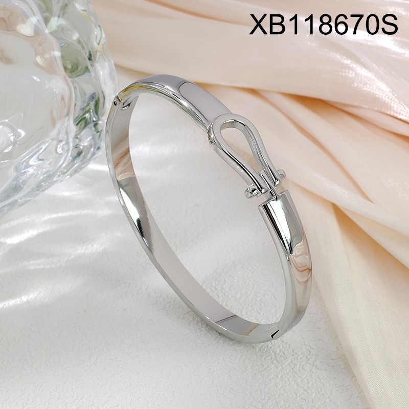 Stainless Steel New Trendy Women Jewelry Horseshoe buckle Golden Smooth Bangle