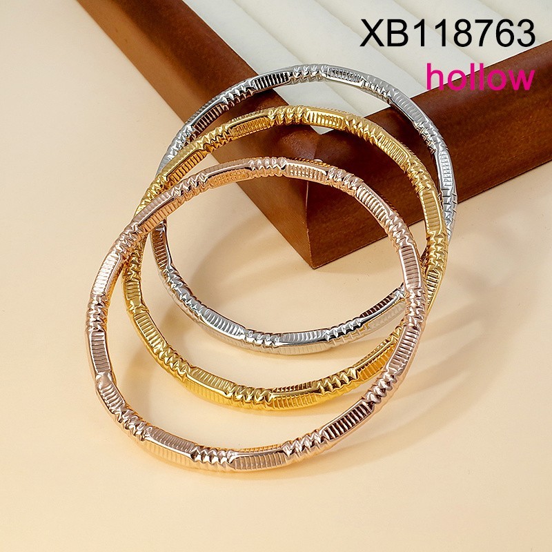 Stainless Steel New Trendy Women Jewelry Three color Hollow Bangle