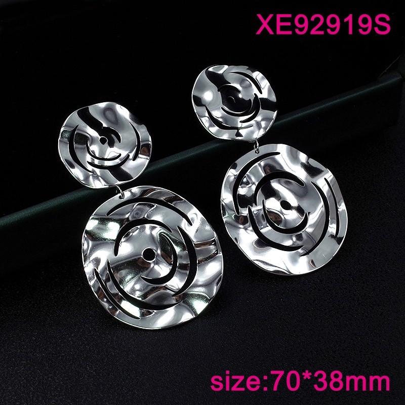 Stainless Steel New Trendy Women Jewelry Round Golden Earrings