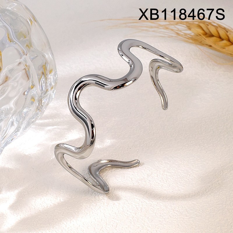Stainless Steel New Trendy Women Jewelry Golden Wave SET