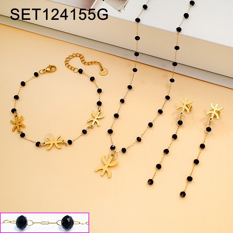 Stainless Steel New Trendy Women Jewelry Berber Subway signs Goldne 3pcs SET