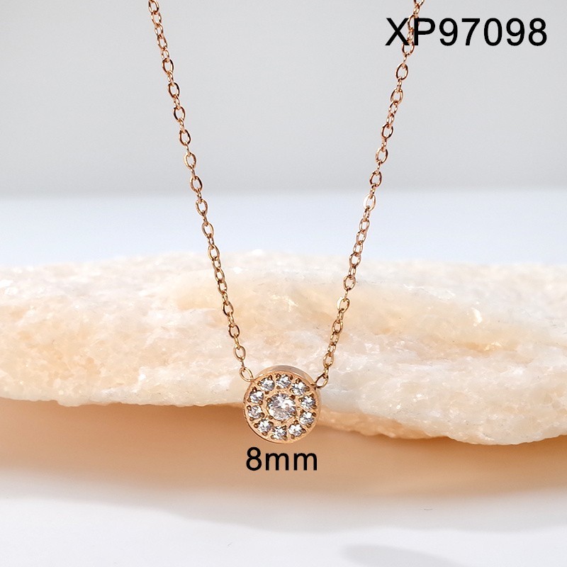Stainless Steel New Trendy Women Jewelry Lnlaid Stone Round Steel color CNC SET