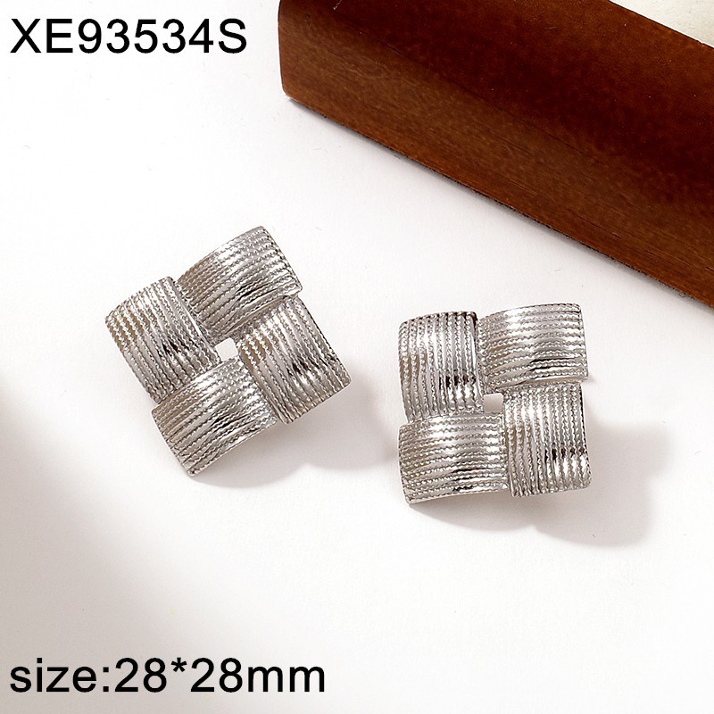 Stainless Steel New Trendy Women Jewelry Square Golden Earrings