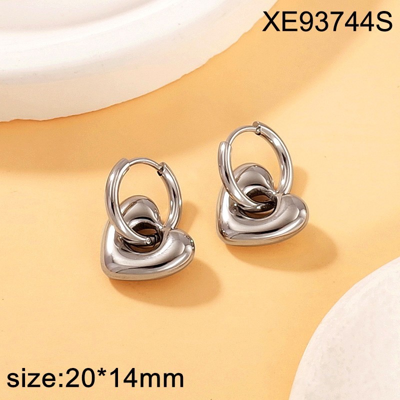 Stainless Steel New Trendy Women Jewelry Heart Golden Valentine's Day Earrings
