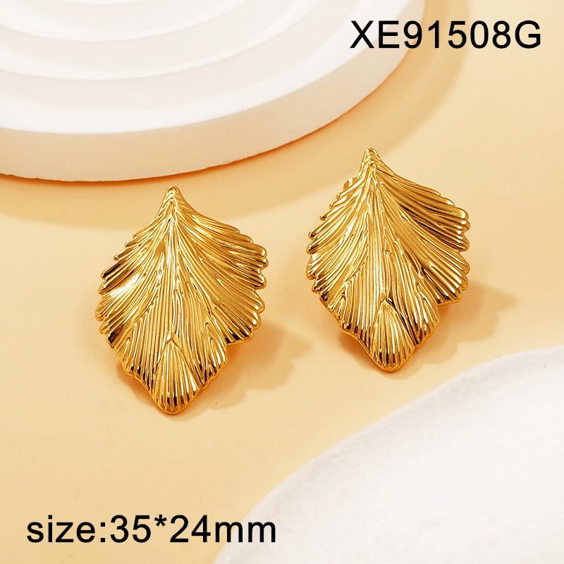 Stainless Steel Jewelry New Trendy Leaf Golden SET