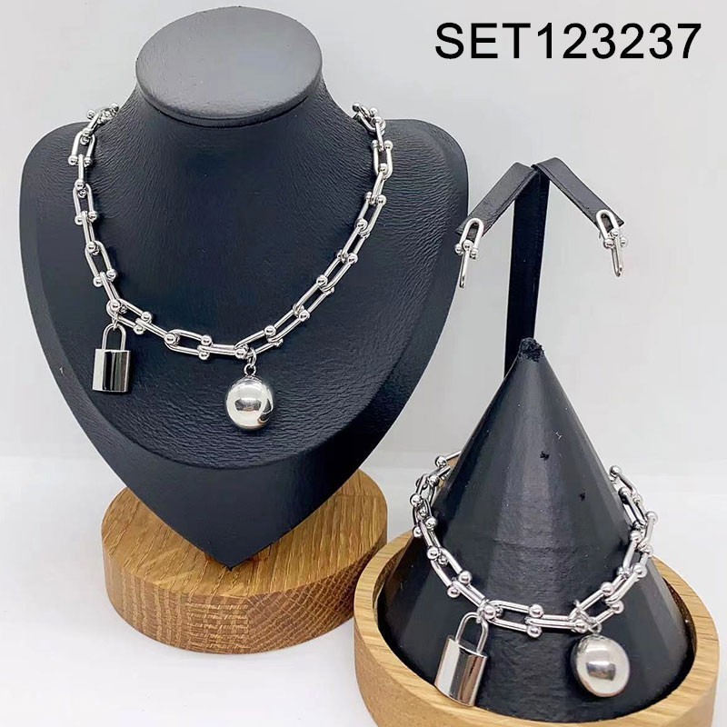 Stainless Steel Jewelry New Trendy Solid Bead Lock 3pcs SET