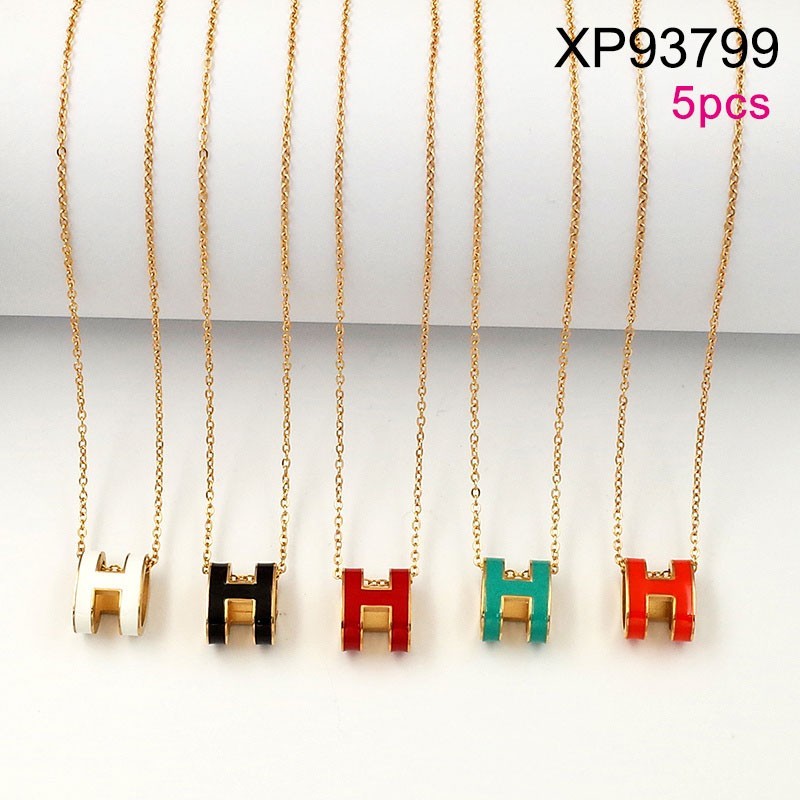 Stainless Steel Jewelry New Trendy Drip Oil/Enamel Letter H Golden Pendant