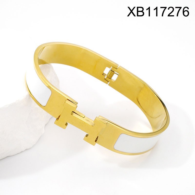 Stainless Steel Jewelry New Trendy Drip Oil/Enamel Letter H Golden Bangle