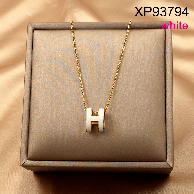 Stainless Steel Jewelry New Trendy Drip Oil/Enamel Letter H Golden Pendant
