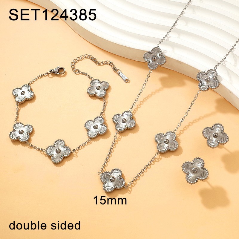 Stainless Steel New Trendy Women Jewelry Double sided SYC Steel color 3pcs SET