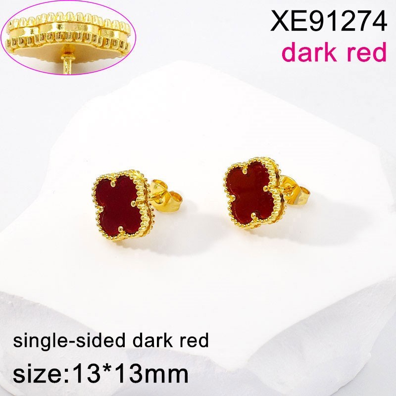 Stainless Steel Jewelry single-sided Dark Red SYC Golden Earrings