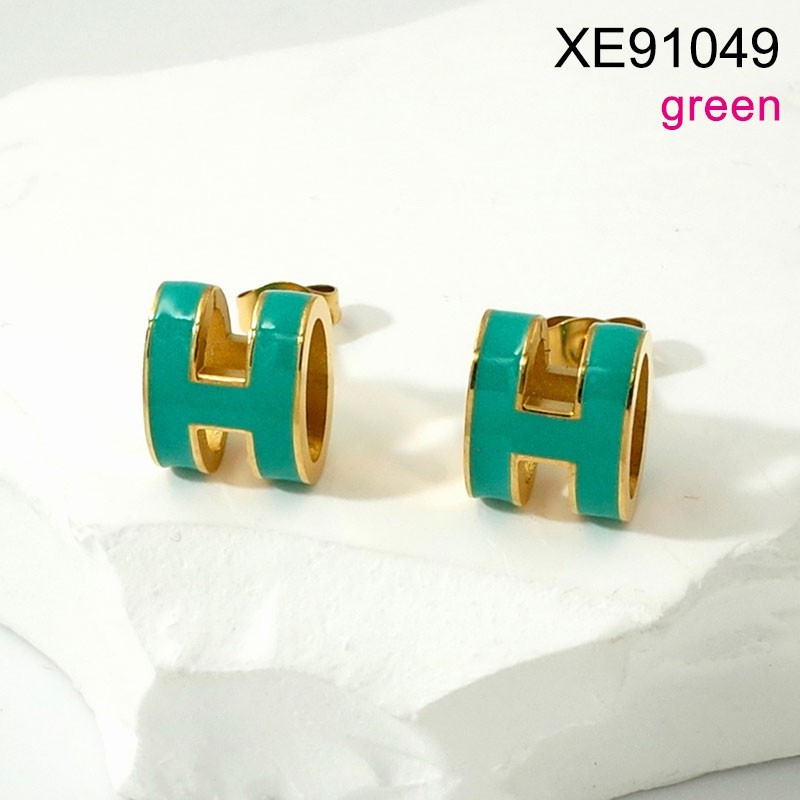 Stainless Steel Jewelry New Trendy Drip Oil/Enamel Letter H Golden Earring