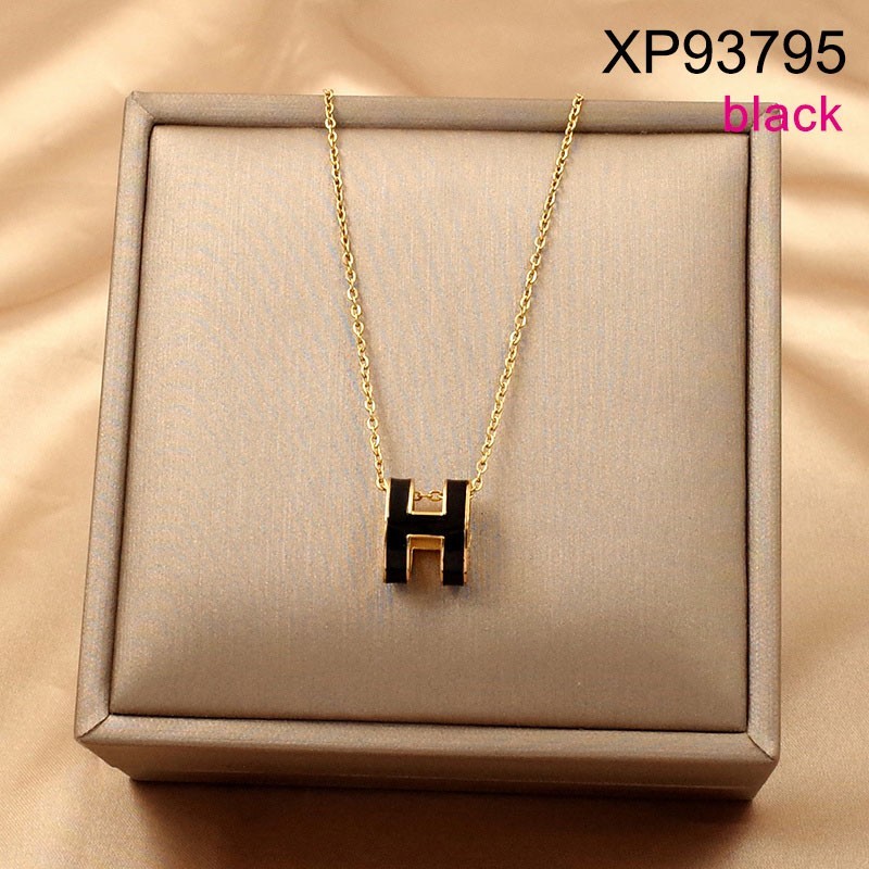 Stainless Steel Jewelry New Trendy Drip Oil/Enamel Letter H Golden Pendant