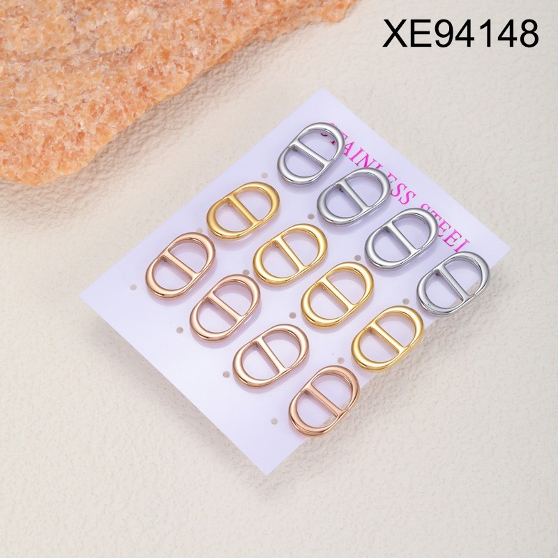 Stainless Steel New Trendy Women Jewelry Oval Pig nose Three Tone Earrings