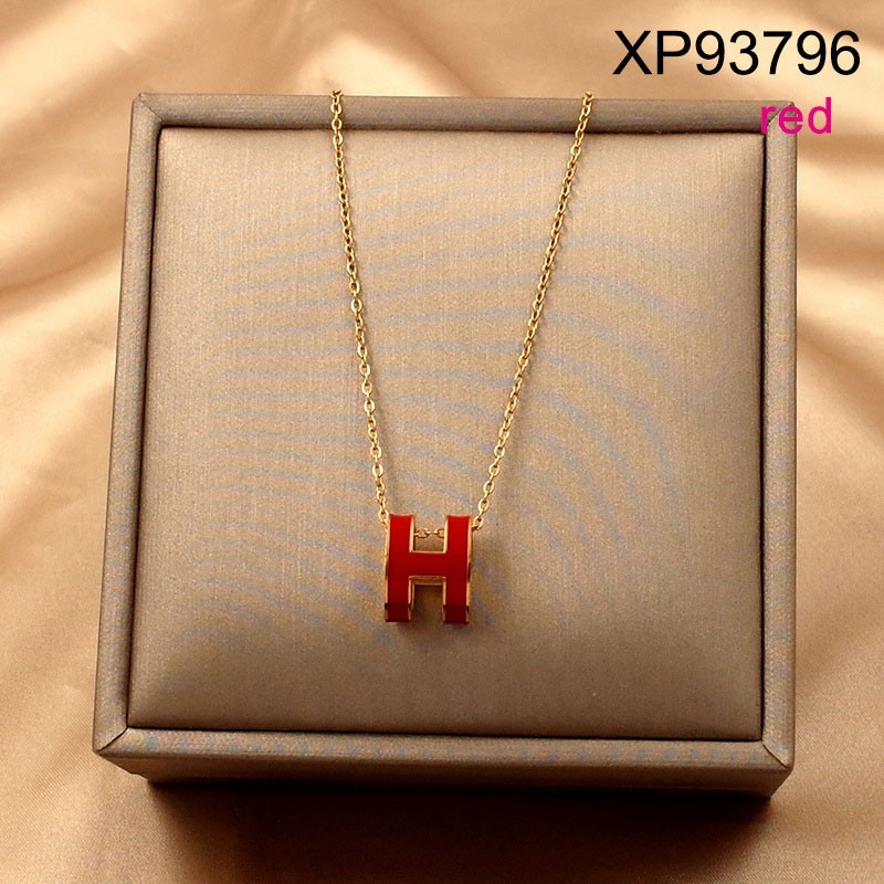 Stainless Steel Jewelry New Trendy Drip Oil/Enamel Letter H Golden Pendant