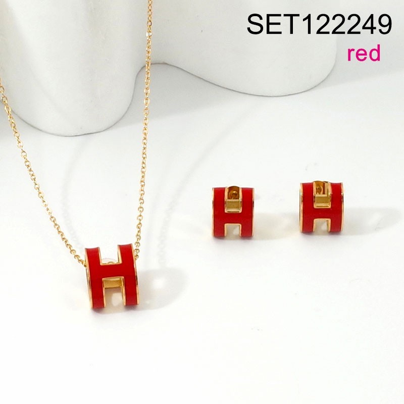 Stainless Steel Jewelry New Trendy Drip Oil/Enamel Letter H Golden SET