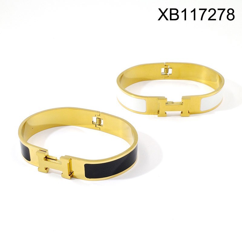Stainless Steel Jewelry New Trendy Drip Oil/Enamel Letter H Golden Bangle