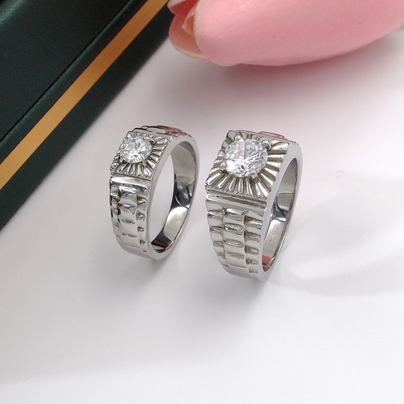 Stainless Steel Jewelry Hot Sale Inlaid Stone Casting Zircon Couple Rings
