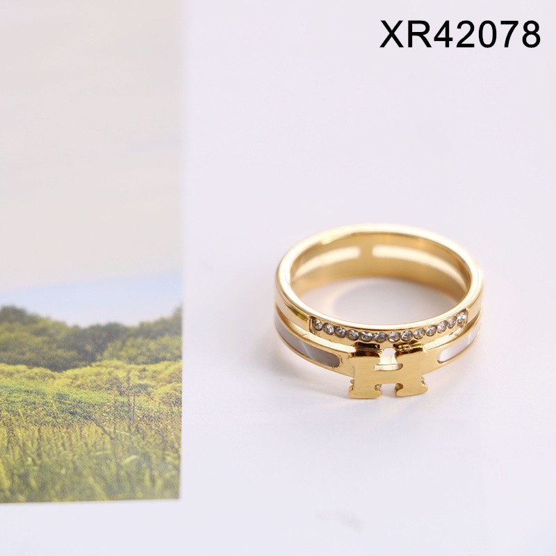 Stainless Steel New Trendy Women Jewelry Letter H Golden Rings