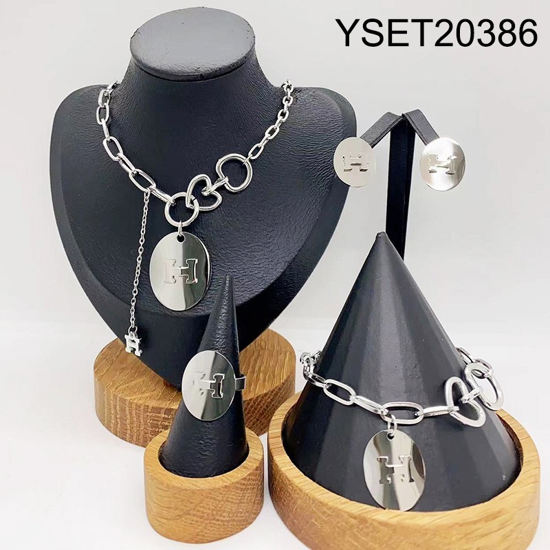 Stainless Steel New Trendy Women Jewelry Steel color 4pcs SET