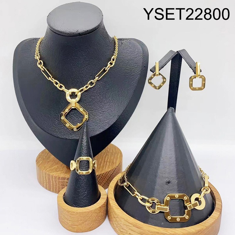 Stainless Steel New Trendy Women Jewelry Golden 4pcs SET