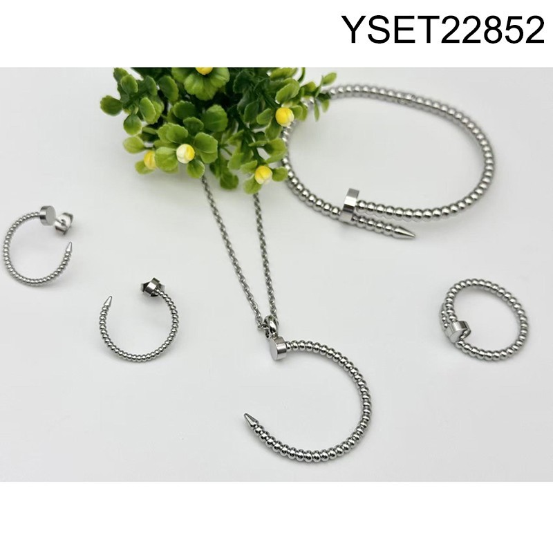 Stainless Steel New Trendy Women Jewelry Steel color 4pcs SET