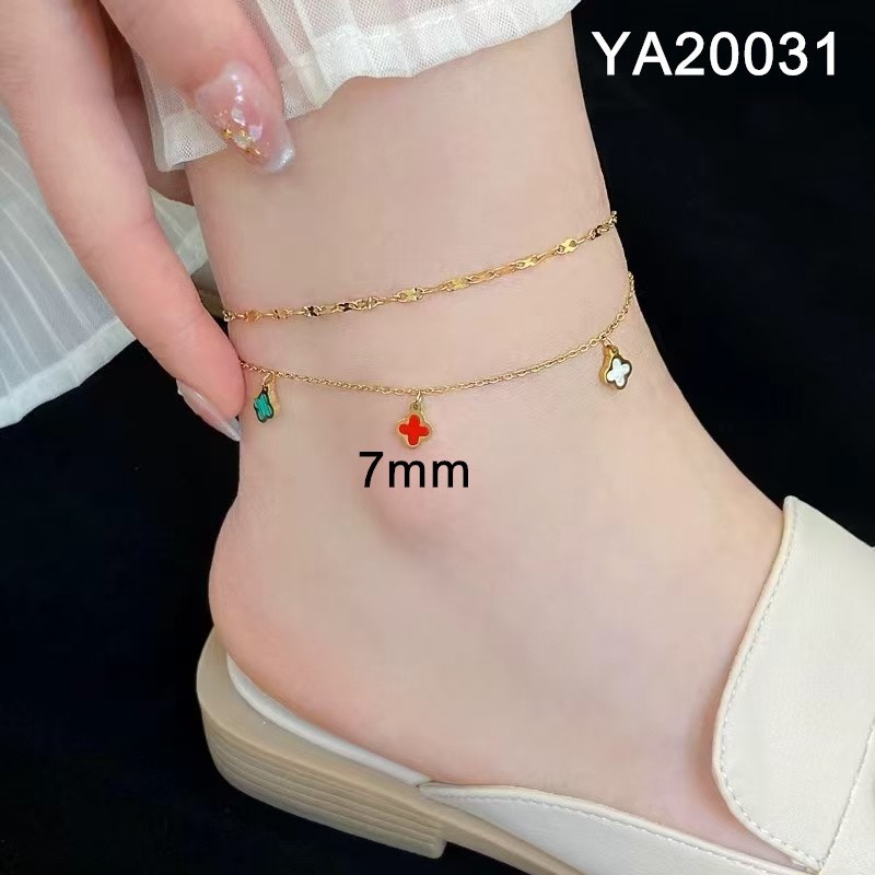 Level B Stainless Steel New Trendy Women Jewelry Two Layers Chain SYC Golden Anklet