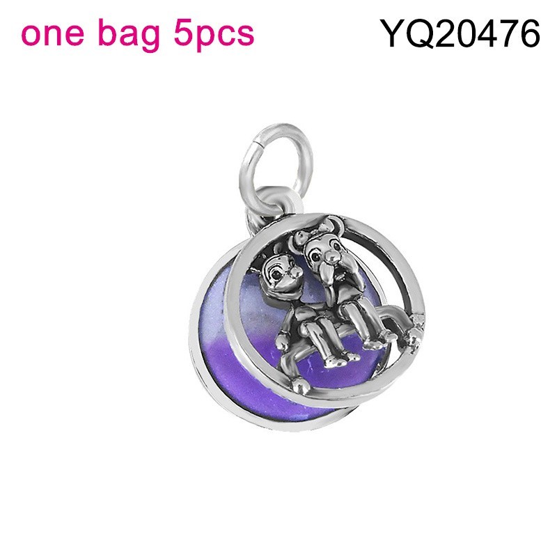 Stainless Steel New Trendy Jewelry Drip Oil/Enamel Cartoon Steel color DIY Charms