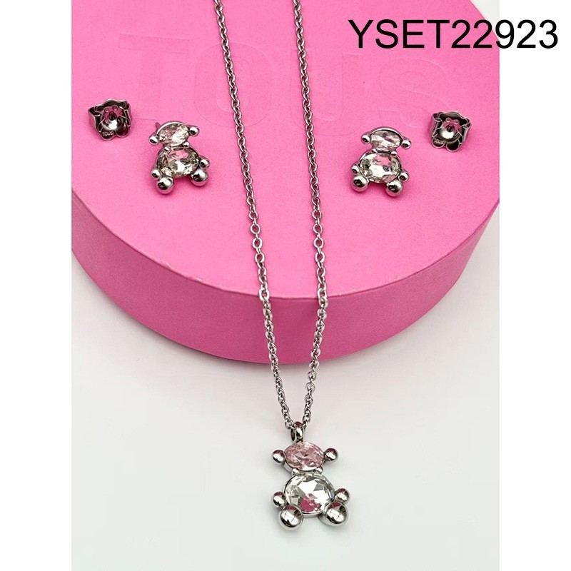 Stainless Steel New Trendy Women Jewelry Animal Bear Steel color SET
