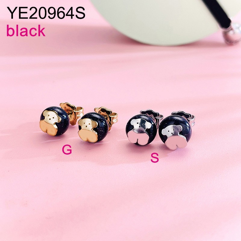 Level B Stainless Steel New Trendy Women Jewelry Black Animal Golden Earrings