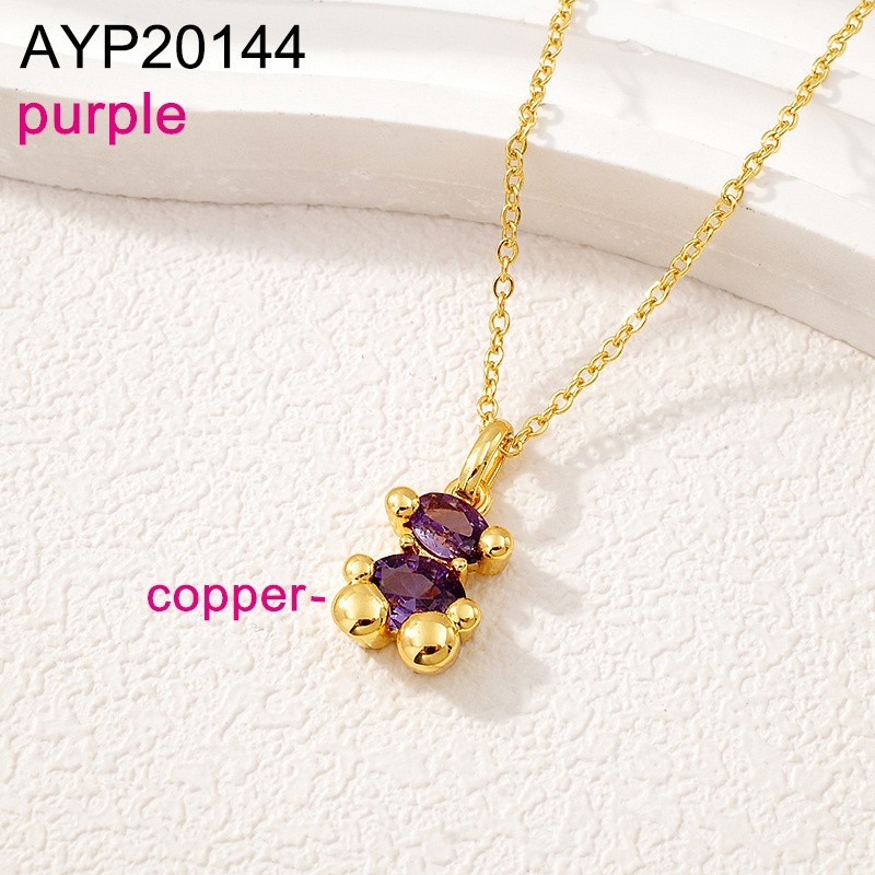 Level B Fashion Jewelry New Trendy Women Jewelry Purple Stone Animal Golden Pendant;Material:copper (cobre)