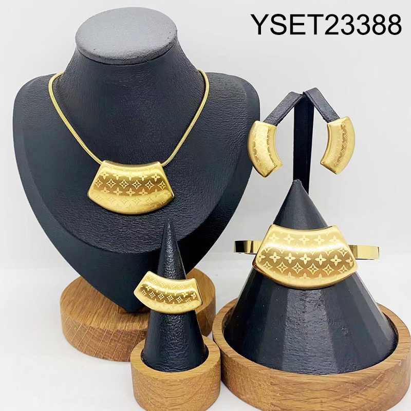 Level B Stainless Steel New Trendy Women Jewelry Golden 4pcs SET