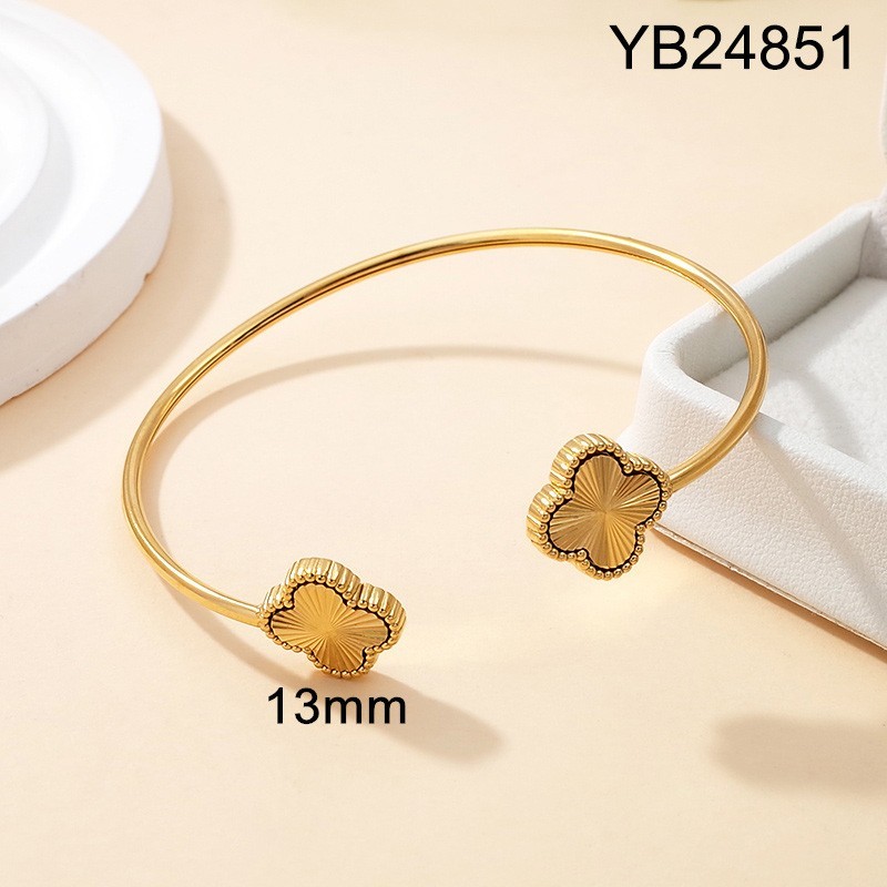 Level B Stainless Steel New Trendy Women Jewelry SYC Golden Open Bangle;Bangle size can be adjusted freely
