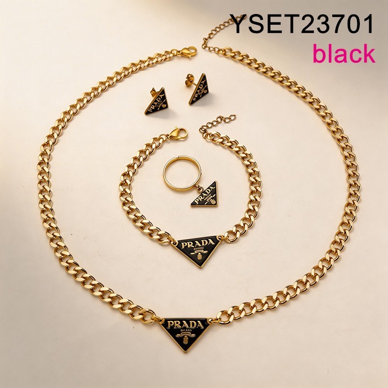Level B Stainless Steel New Trendy Women Jewelry Golden 4pcs SET