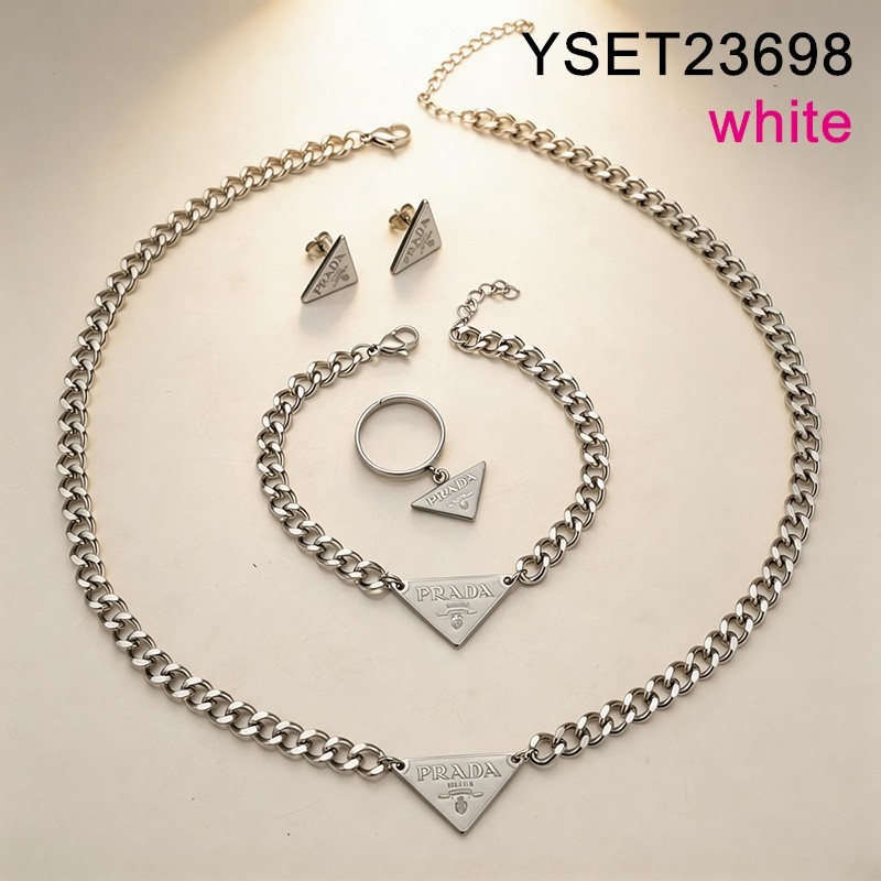 Level B Stainless Steel New Trendy Women Jewelry Steel color 4pcs SET