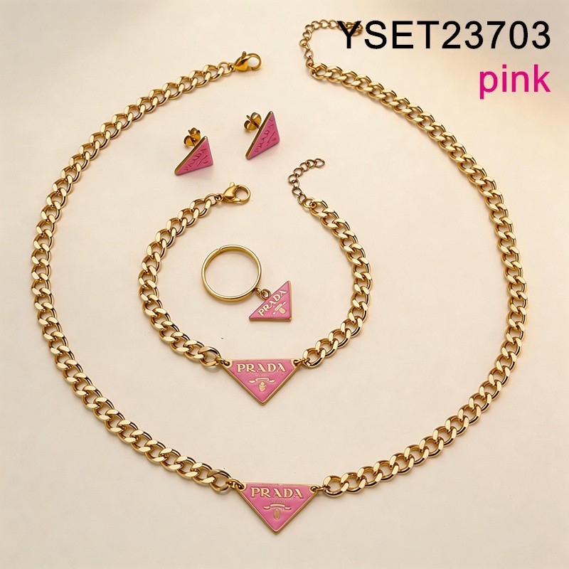 Level B Stainless Steel New Trendy Women Jewelry Golden 4pcs SET