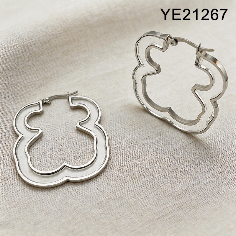Level B Stainless Steel New Trendy Women Jewelry Animal Steel color Hoop Earrings