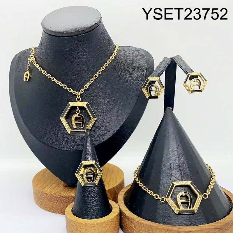 Level B Stainless Steel New Trendy Women Jewelry Golden 4pcs SET